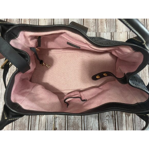 Dooney & Bourke Signature Logo Lock Handbag Large Purse Bag color Navy Blue - Picture 2 of 10